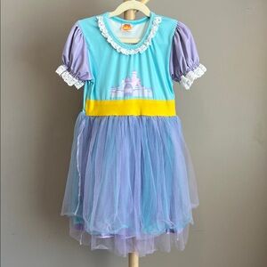 Kids Princess Castle Tulle Costume Dress - Blue and Purple 7-8 YR